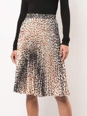 Marco De Vincenzo Pleated Animal-Spot Midi Skirt - Brown/Black $1500 42 6